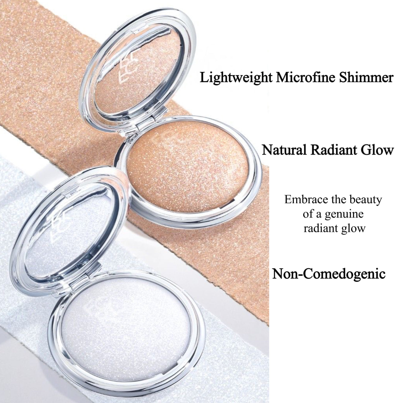 FOCALLURE Shimmer Face Highlighter Makeup Powder, Gel to Powder Glow Finish, Leaving a Lightweight & Healthy Radiance, Long Lasting Luminous Face Body Highlighter Makeup,GD01 New World