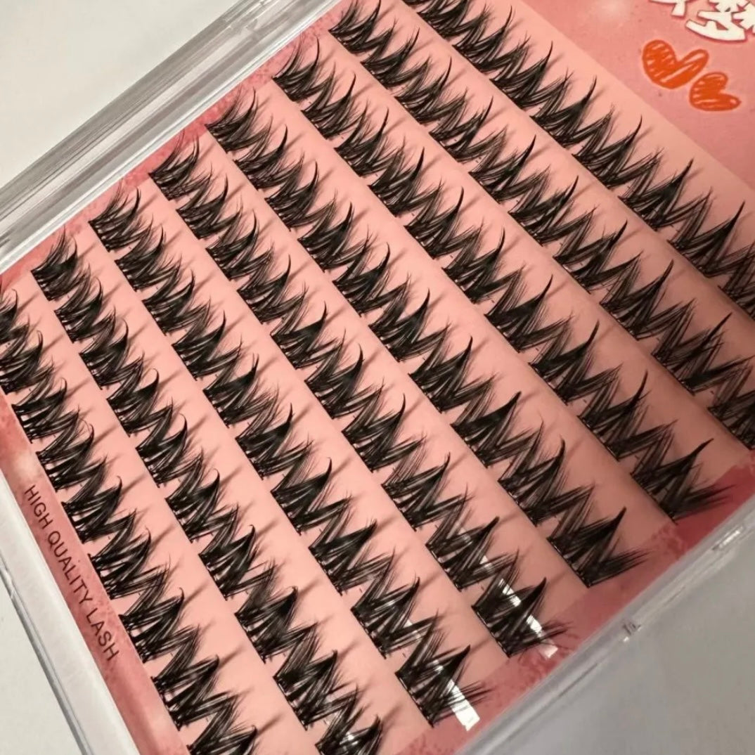 80 cluster Lash Set Single Eyelash Extensions DIY Dramatic Thick Lashes for Newbies Wispy Faux Mink Lashes Mixed Length Tray with Glue & Seal