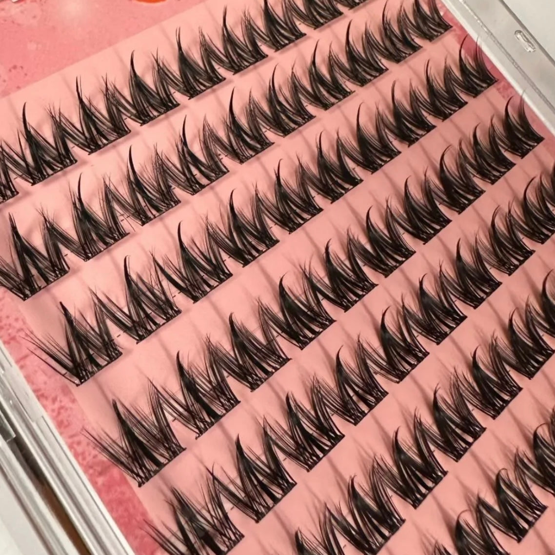 80 cluster Lash Set Single Eyelash Extensions DIY Dramatic Thick Lashes for Newbies Wispy Faux Mink Lashes Mixed Length Tray with Glue & Seal