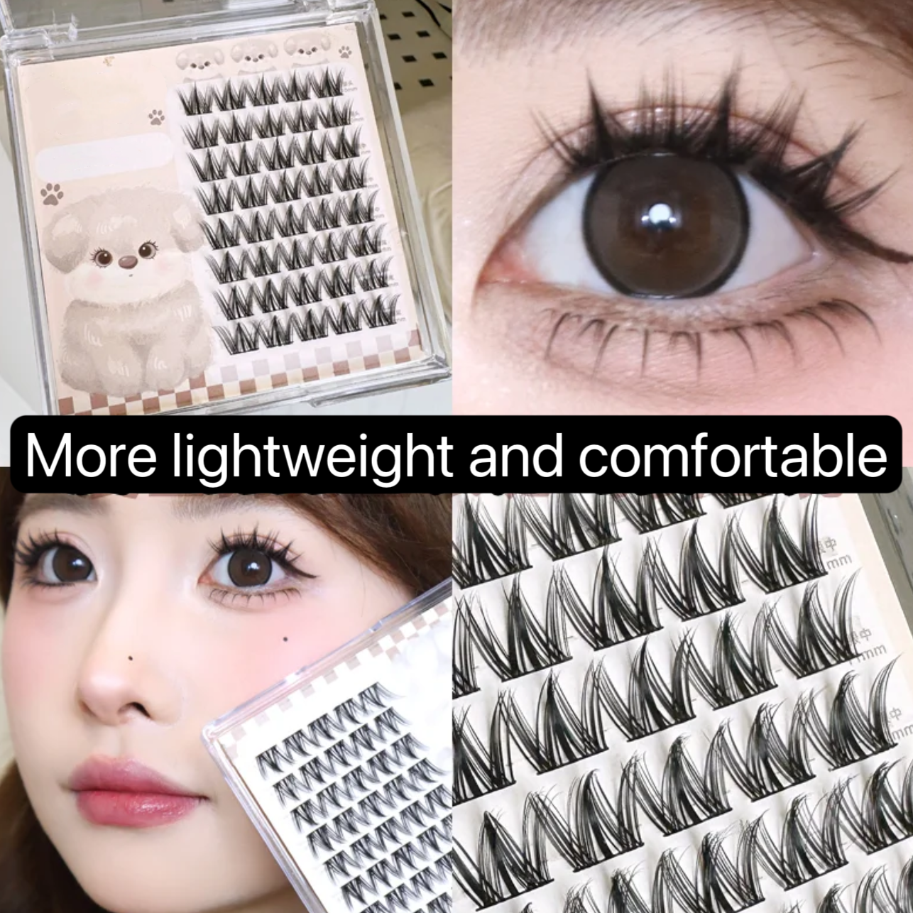 40 cluster per box Lash Group Single Lash Extension Thin Invisibility Band DIY False Eyelashes Suitable for Self-Use Beginner Five Seconds Series Wispy Lash Tray, LuxeBold